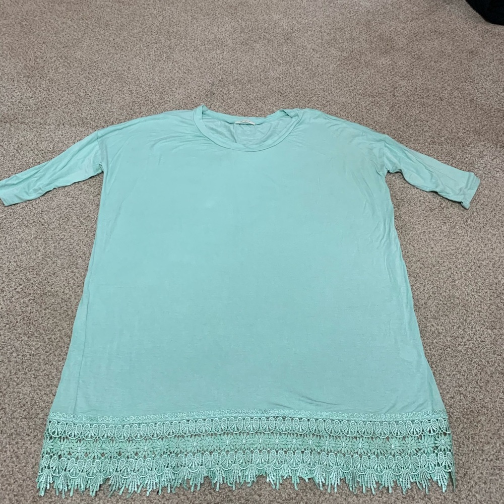 12pm by Mon Ami teal blue lace extender tunic